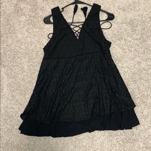 Black lace up dress
